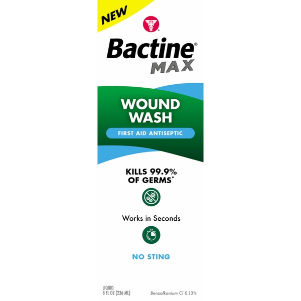 Bactine MAX Wound Wash First Aid Antiseptic, 8 OZ