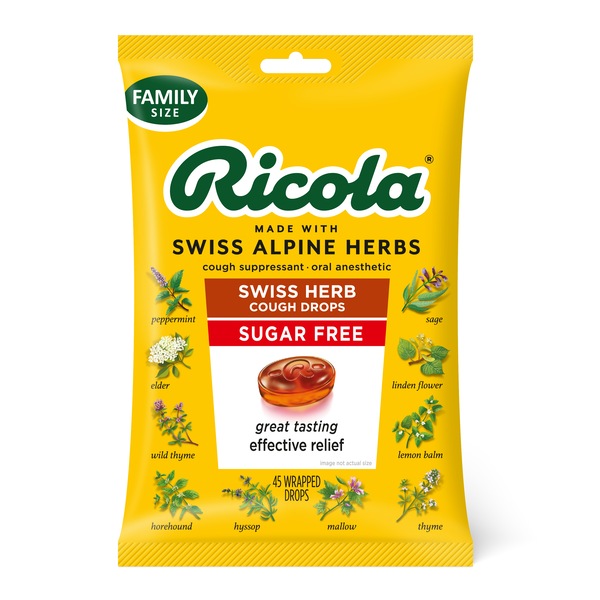 Ricola Sugar Free Swiss Herb Cough Drops, 45 CT