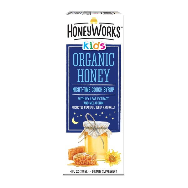 HoneyWorks Kids Organic Honey Night-Time Cough Syrup, 4 OZ