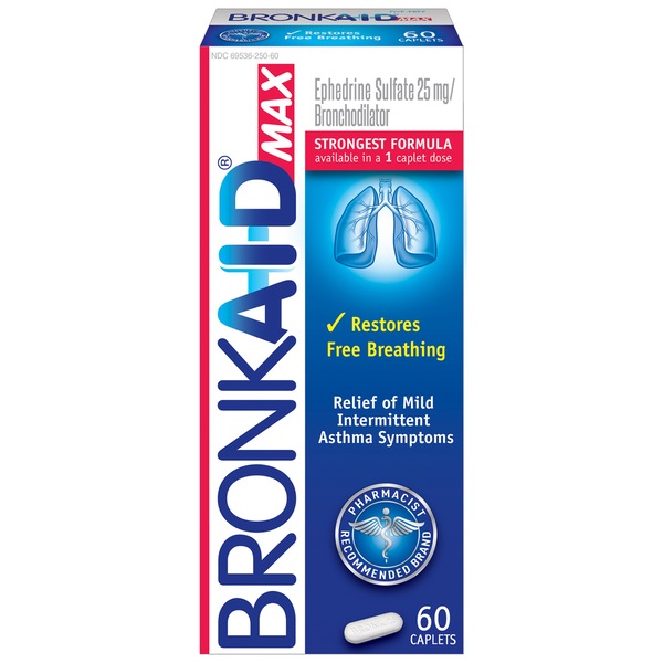 Bronkaid Max - Broncodilatador con sulfato de efedrina, 25 mg, 60 u.
