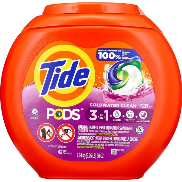 Tide PODS Liquid Laundry Detergent Soap Pacs, Spring Meadow, 42 CT