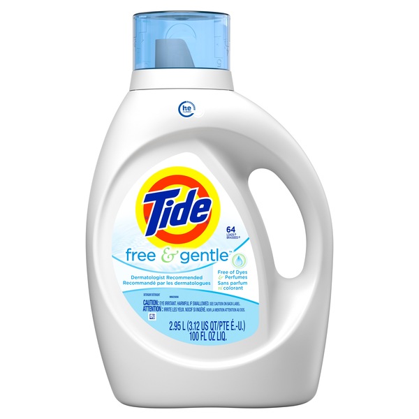 Tide Free & Gentle Liquid Laundry Detergent, HE Compatible, 64 loads 92 fl oz