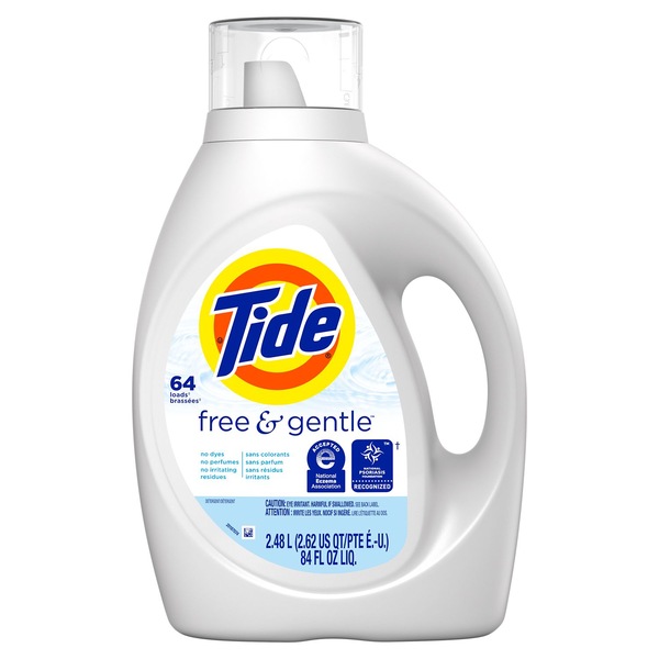 Tide Free & Gentle Liquid Laundry Detergent, 64 loads, 84 oz