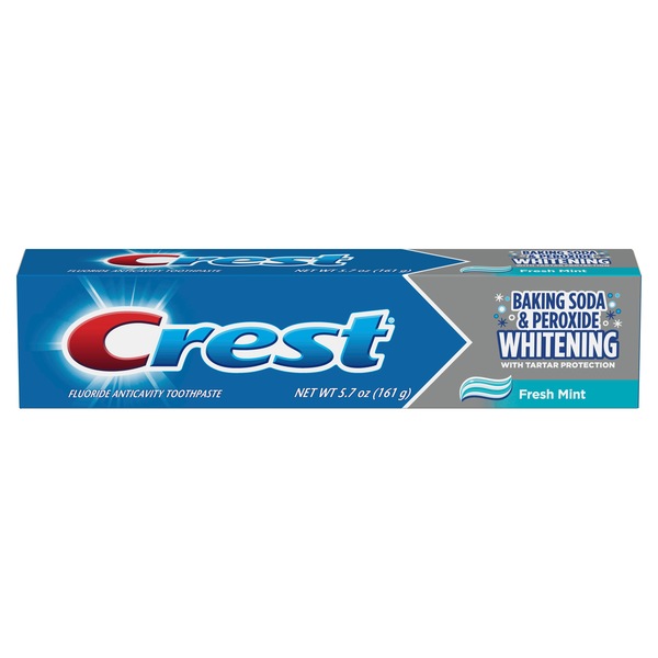 Crest Baking Soda and Peroxide Whitening Fluoride Toothpaste with Tartar Protection, Fresh Mint