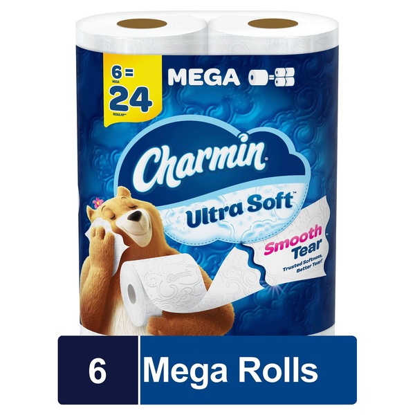 Charmin Ultra Soft Toilet Paper 6 Mega Rolls, 224 Sheets Per Roll
