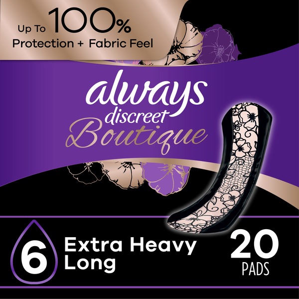 Always Discreet Boutique Incontinence Pads 6 Drop Extra Heavy Absorbency