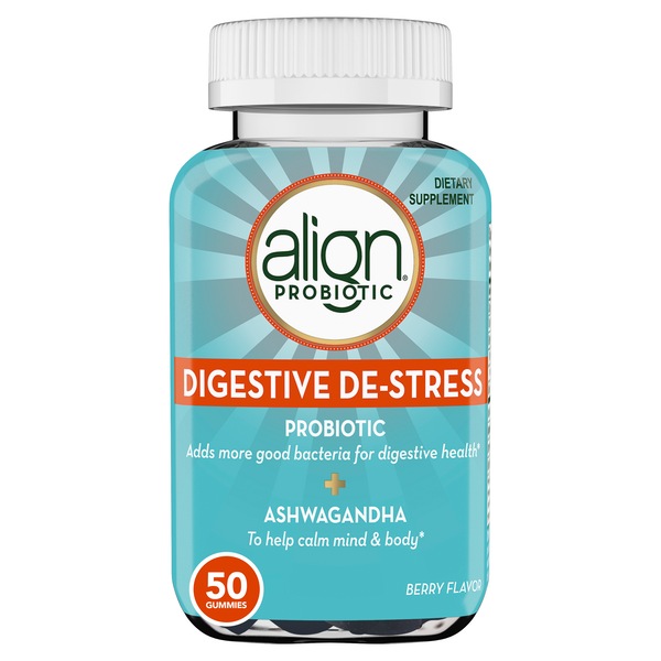 Align Diigestive De-Stress Probiotic + Ashwagandha Gummies, Berry Flavor, 50 CT
