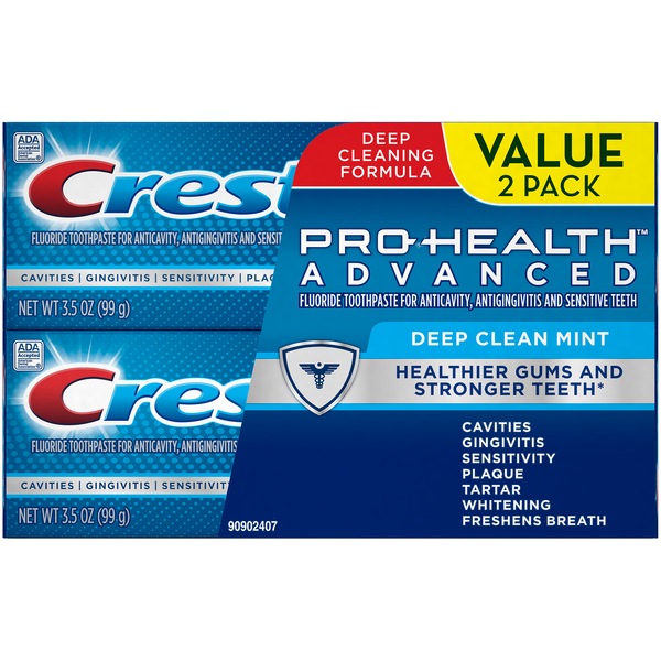Crest Pro-Health Advanced Deep Clean - Pasta dental con flúor, Mint, 2 u.