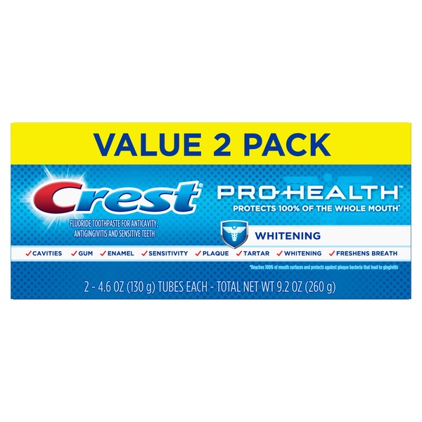 Crest Pro-Health Whitening Fluoride Toothpaste for Anticavity, Antigingivitis, and Sensitive Teeth