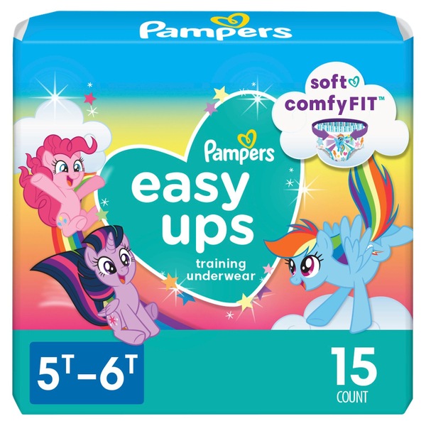 Pampers Easy Ups Training Underwear, Girls, Size 5T-6T, 15 CT