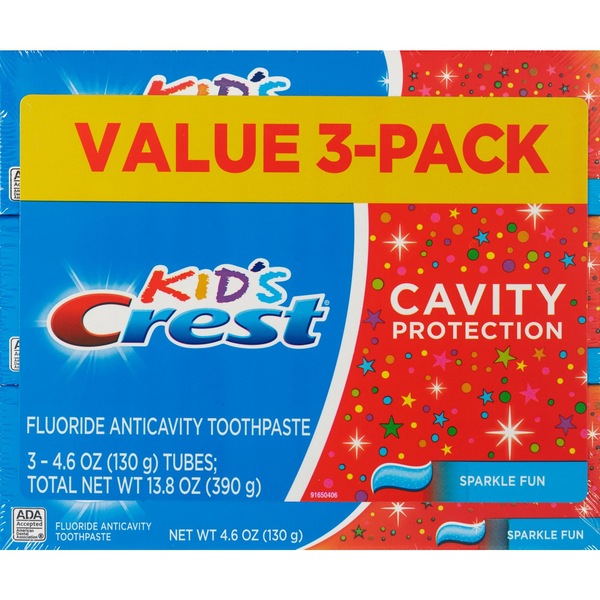 Crest Kid's Cavity Protection Fluoride Anticavity Toothpaste,  Sparkle Fun, 3 CT