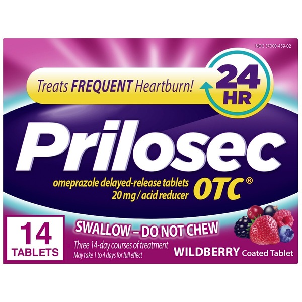 Prilosec - Medicamento de venta libre para la acidez estomacal frecuente y reductor del ácido en tabletas