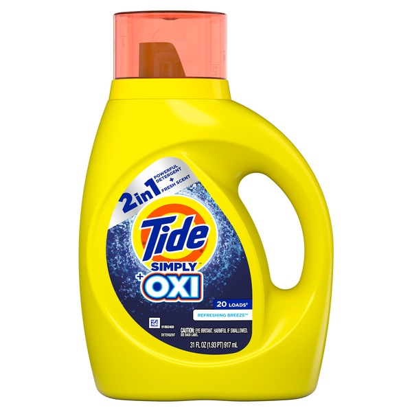 Tide Simply Plus Oxi Liquid Laundry Detergent, Refreshing Breeze, 31 OZ