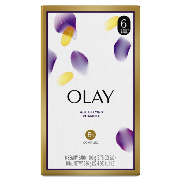 Olay Moisture Outlast Age Defying Beauty Bar with Vitamin B3 Complex, 3.75 OZ, 6CT