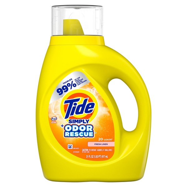 Tide Simply + Odor Rescue Liquid Laundry Detergent, Fresh Linen, 20 Loads, 31 oz