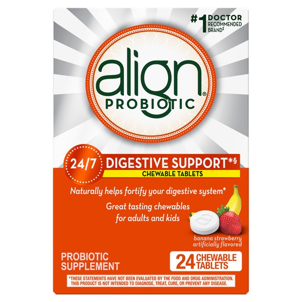 Align Probiotics Chewables, Banana Strawberry, 24 CT