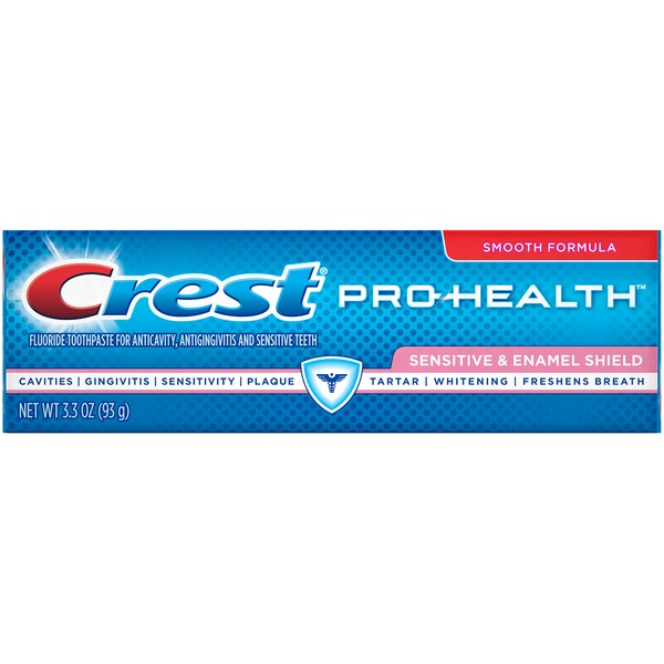 Crest Pro-Health Fluoride Toothpaste for Anticavity, Antigingivitis, and Sensitive Teeth, Enamel Shield, Smooth Formula