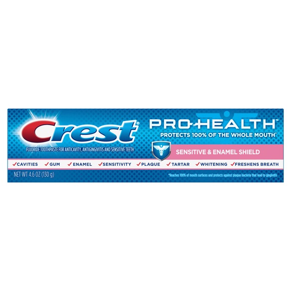 Crest Pro-Health Fluoride Toothpaste for Anticavity, Antigingivitis, and Sensitive Teeth, Enamel Shield, Smooth Formula