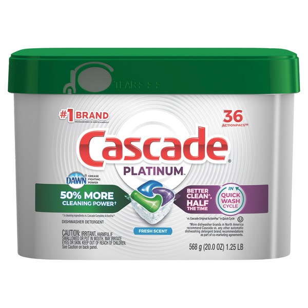 Cascade Platinum ActionPacs Dishwasher Detergent Pods, Fresh Pick Up