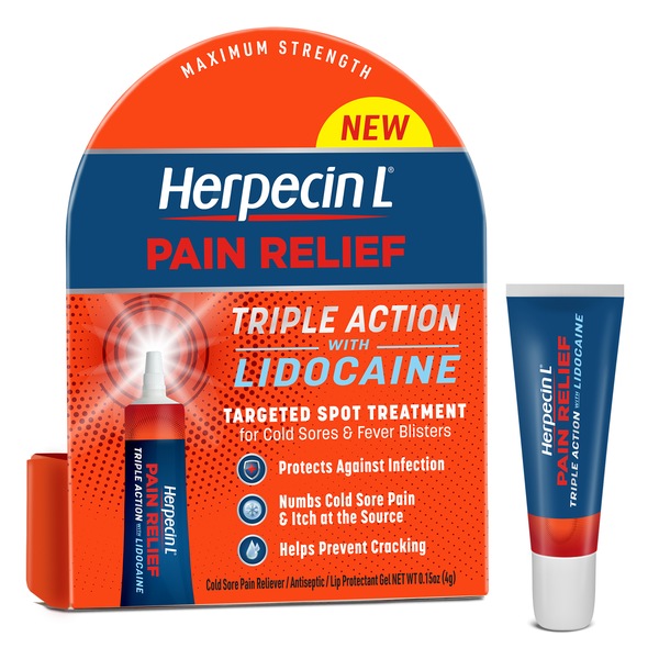 Herpecin L Pain Relief Triple Action with Lidocaine Cold Sore Treatment, 0.15 OZ