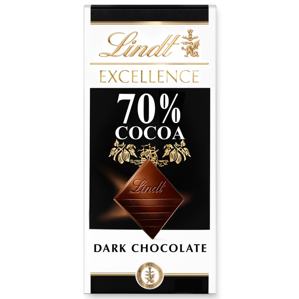 Lindt Excellence 70% Cocoa Dark Chocolate Candy Bar, Dark Chocolate, 3.5 oz