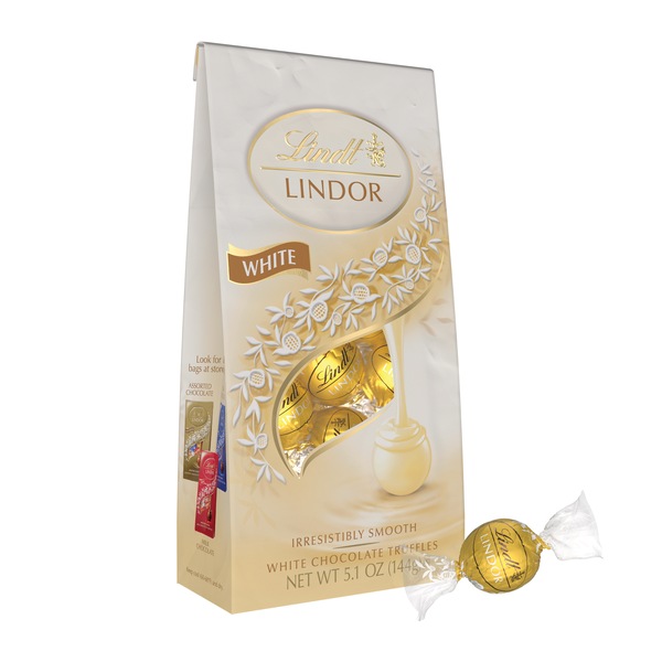 Lindt Lindor White Chocolate Candy Truffles, Chocolates with Smooth, Melting Truffle Center, 5.1 oz