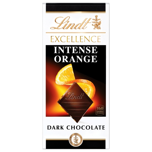 Lindt Excellence Intense Orange Dark Chocolate Candy Bar, With Almond Slivers, 3.5 oz