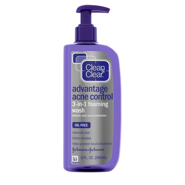 Clean & Clear Advantage Acne Control 3-in-1 Foaming Wash, 8 OZ