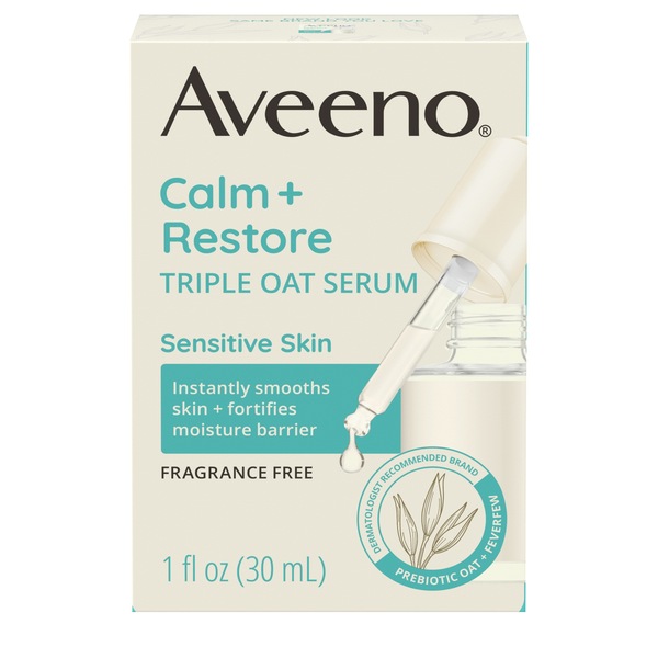 Aveeno Calm + Restore Triple Oat Sensitive Skin Face Serum, 1 OZ