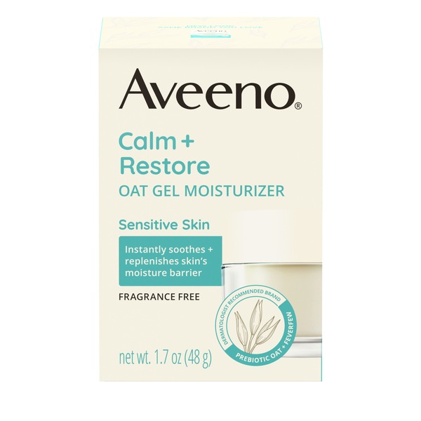 Aveeno Calm + Restore Oat Gel Face Moisturizer, Sensitive Skin, 1.7 OZ