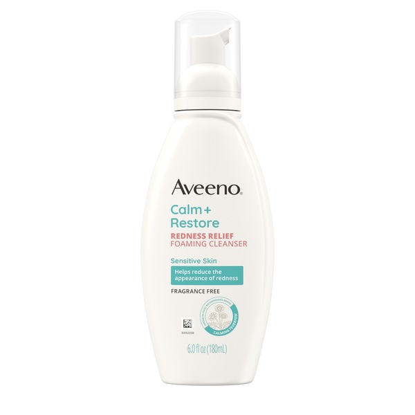 Aveeno Calm + Restore Redness Relief Foaming Facial Cleanser, 6 OZ