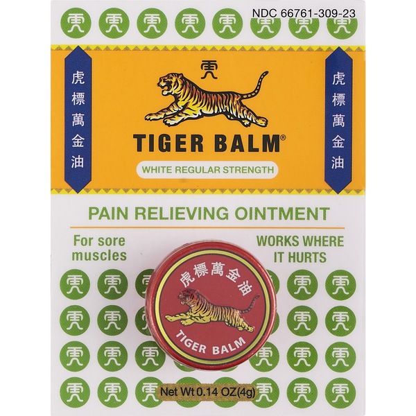 Tiger Balm Regular Strength Pain Relieving Ointment, 0.14 OZ
