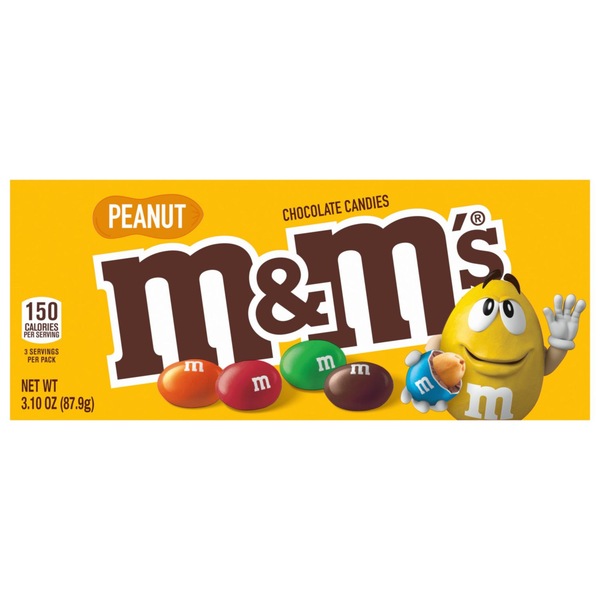 M&M's Peanut Milk Chocolate Candy Theater Box, 3.1 Oz