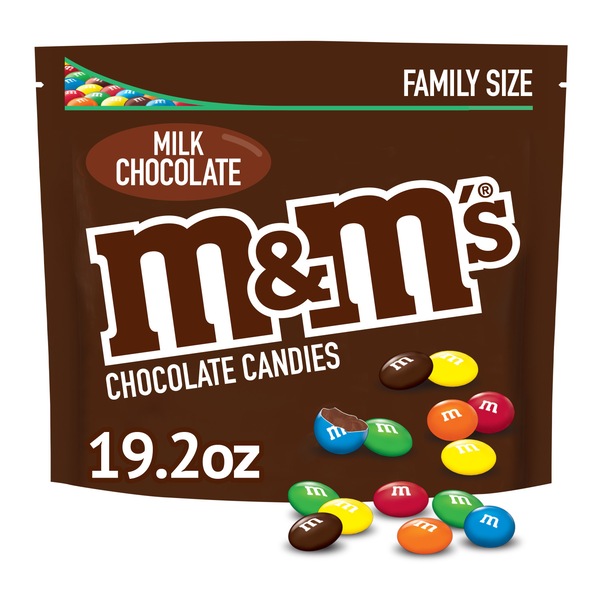 M&M'S Milk Chocolate Candy, Family Size, 19.2 oz