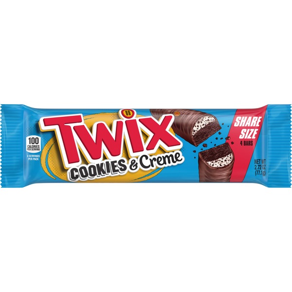 TWIX Cookies & Creme Chocolate Candy Bar, Share Size, 2.87 oz