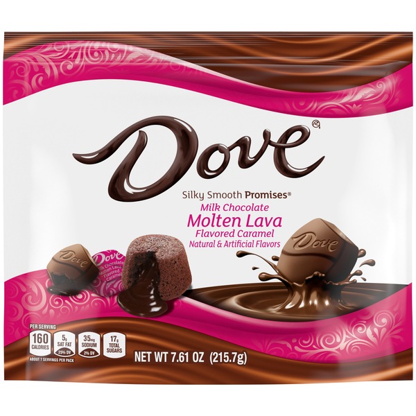 DOVE PROMISES Milk Chocolate Molten Lava Caramel Candy, 7.61 oz Resealable Bag