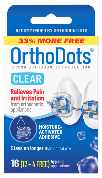 OrthoDots CLEAR, Pain and Irritation Relief from Orthodontic Appliances, 12CT