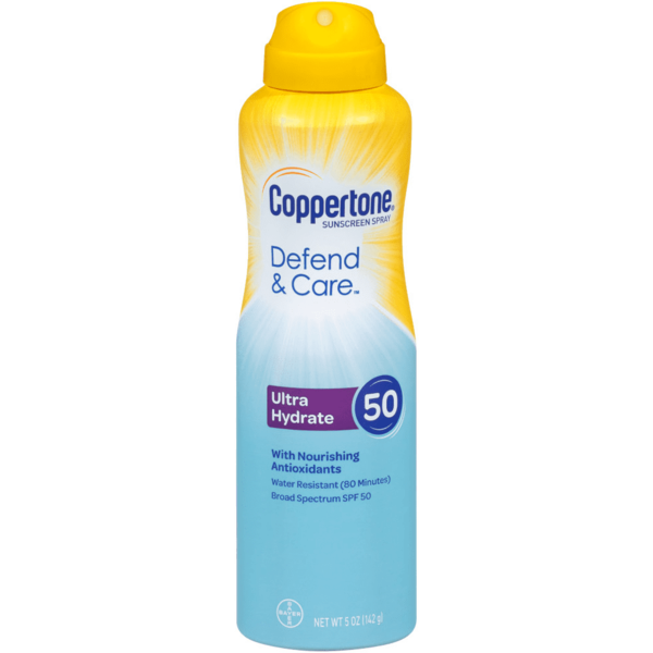 Coppertone Defend & Care Ultra Hydrate Sunscreen Spray Broad Spectrum, 5 OZ