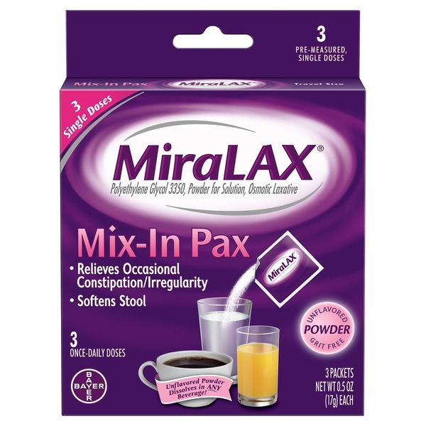 MiraLAX Mix-In Pax Single Dose Packets, Unflavored