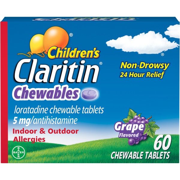 Claritin Children's Non-Drowsy 24HR Allergy Relief Chewable Tablets, Grape