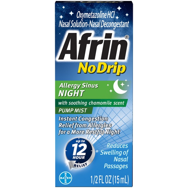 Afrin NoDrip 12HR Allergy + Sinus Nighttime Nasal Mist, Chamomille, 0.5 OZ