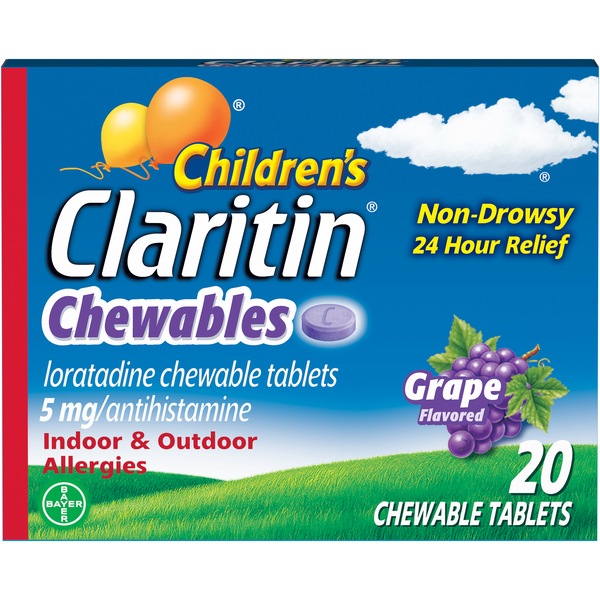 Children's Claritin Chewables 24 HR Children Allergy Relief, Grape, 20 CT