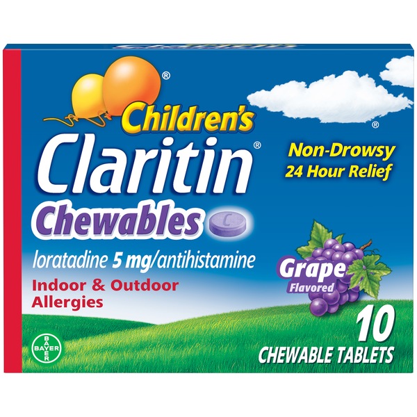 Claritin Children's Non-Drowsy 24HR Allergy Relief Chewable Tablets, Grape
