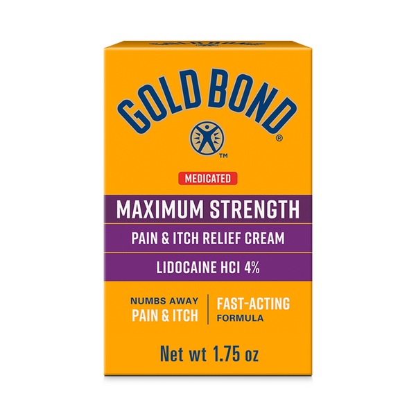 Gold Bond Medicated Pain and Itch Relief Cream with Lidocaine, 1.75 OZ