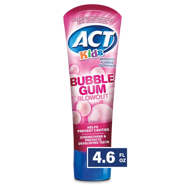 ACT Kids Anticavity Fluoride Toothpaste, Bubble Gum Blowout