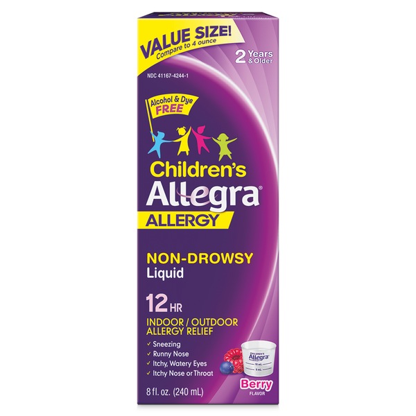 Allegra Children's Allergy 12HR Non Drowsy Liquid, Berry, 8 OZ