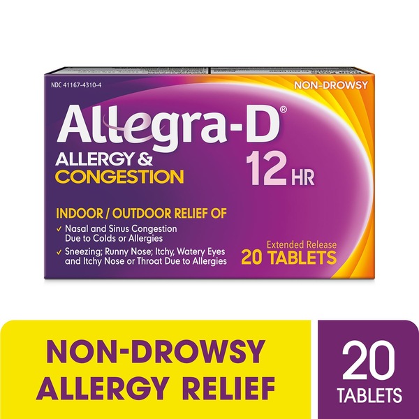 Allegra-D 12HR Allergy Relief & Decongestant Extended Release Tablets, Non-Drowsy