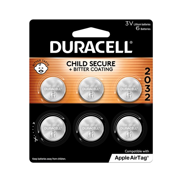 Duracell 2032 3V Lithium Coin Battery, 6/Pack