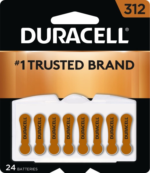 Duracell Size 312 Hearing Aid Batteries, 24/Pack (Brown)
