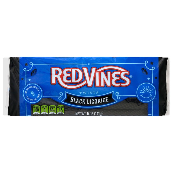 Red VInes Twists, Soft & Chewy Black Licorice Candy, Movie Tray, 5 oz